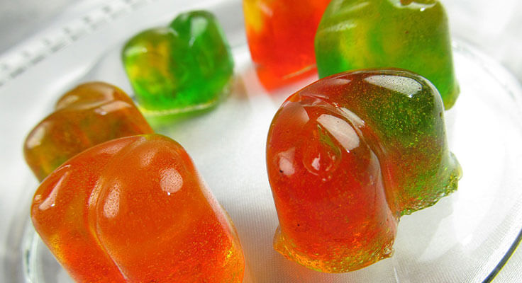 Colorful gummy candies on plate