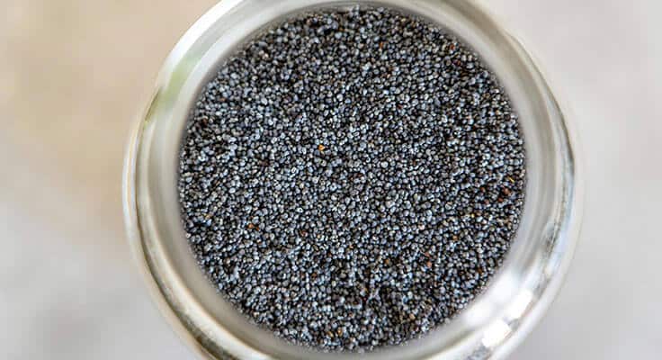 Glass jar full of black chia seeds