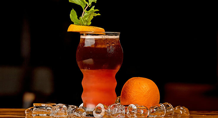 Glass with Aperol drink