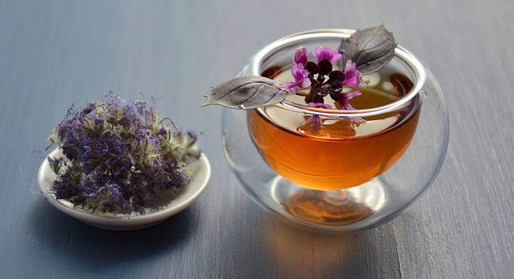 Holy basil tea in a cup