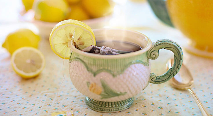 Lemon balm tea in a cup