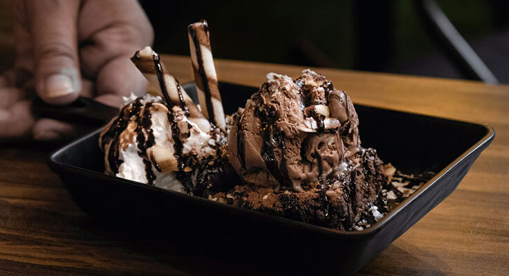 Chocolate and vanilla ice cream dessert
