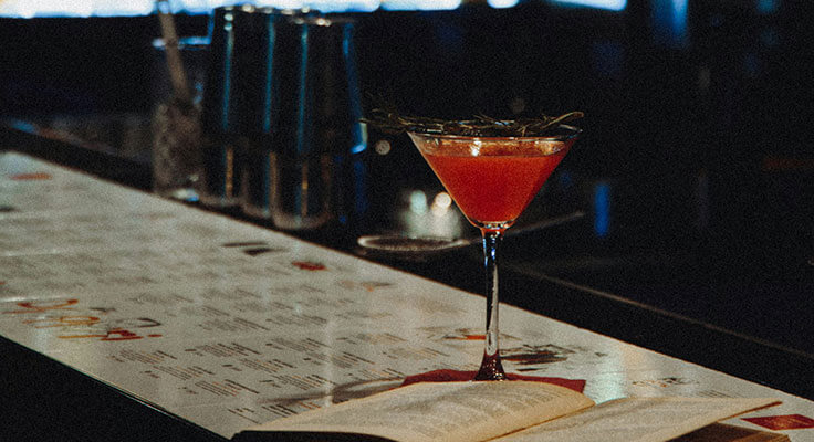 A cocktail on a bar counter