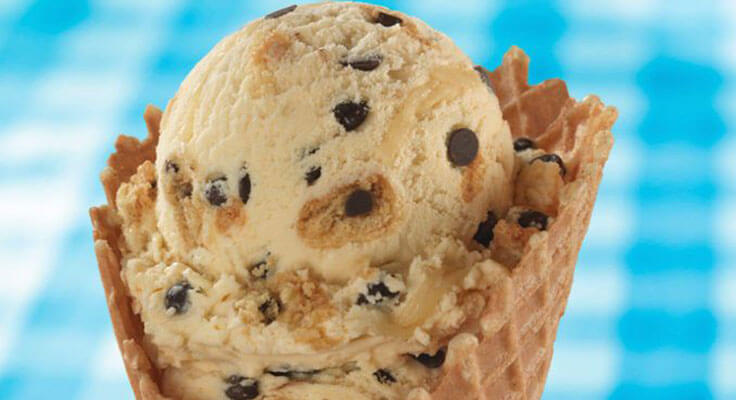 Chocolate chip ice cream in waffle cone
