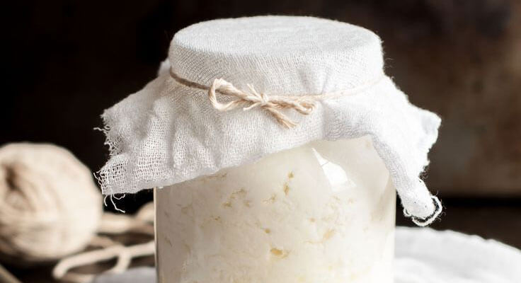 Homemade kefir in a jar