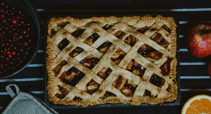 Freshly baked lattice apple pie