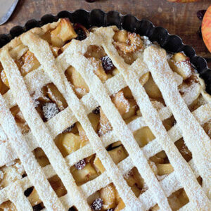 Freshly baked apple pie with lattice crust